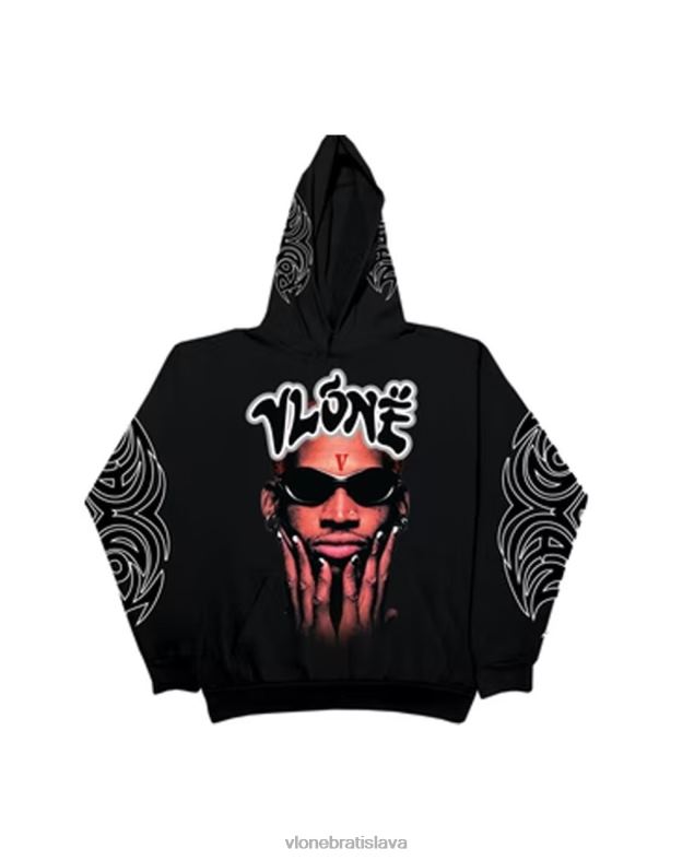 sk Vlone muži Čierna mikina s logom rodman 6PZ4N86 top