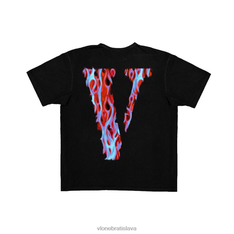 sk Vlone muži skully red flame tričko čierne 6PZ4N235 top